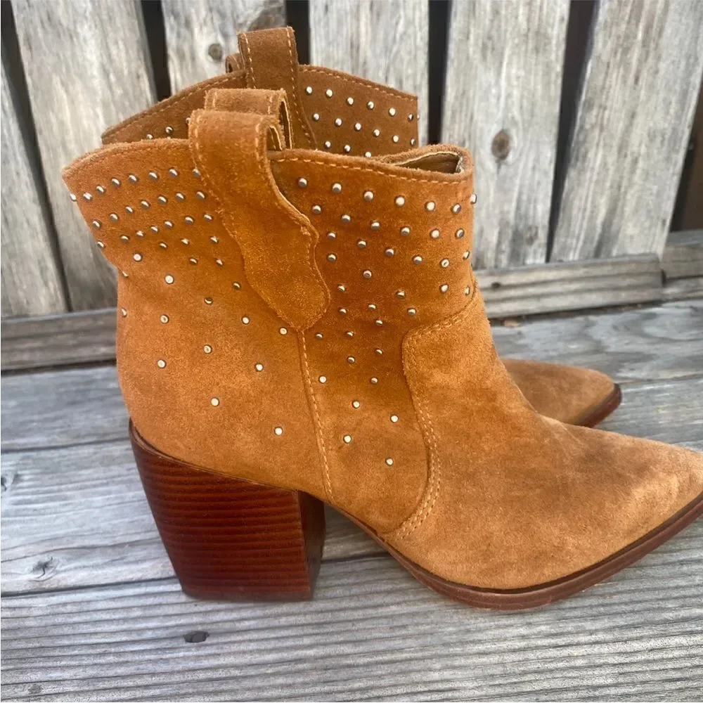 Schutz Laurinete suede Western Booties in brown size 6.5